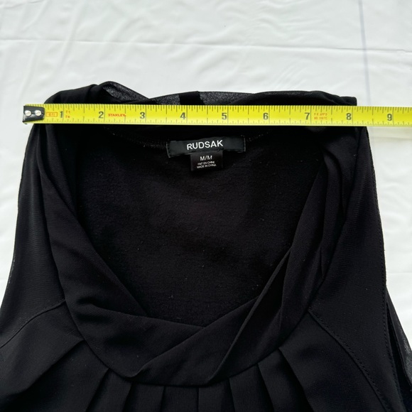 RUDSAK Black Goth Mini Dress Halter Ruffles Chiffon Sheer - Picture 14 of 16